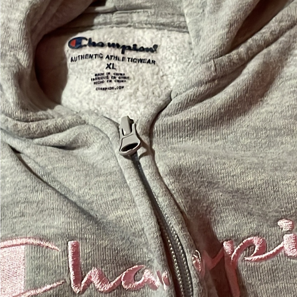 Gray and pink champion hoodie